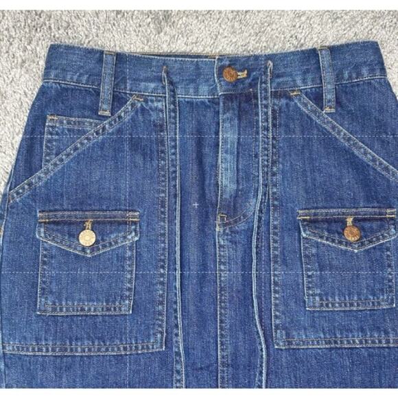 Madewell Jean Skirt Size 26 100% Cotton Drawstring Pockets Front Slit - Picture 6 of 6